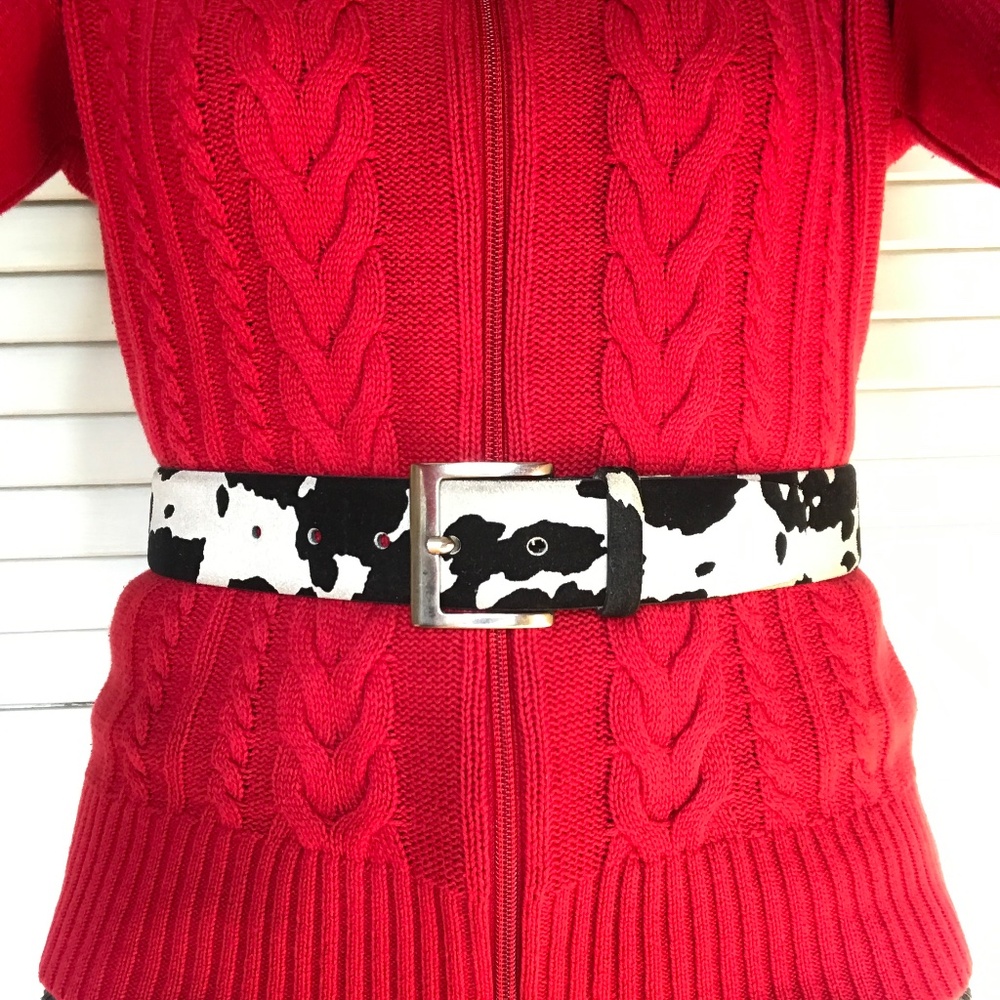 Genuine Suede Cow Print Belt- eye catching! 2/$25